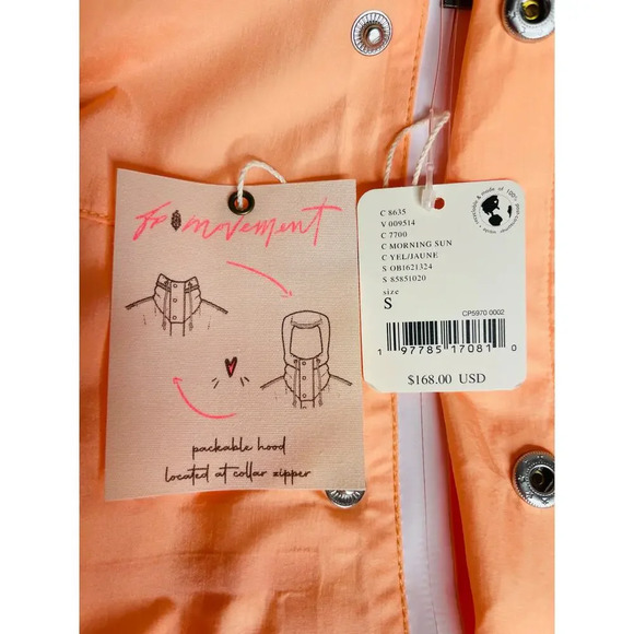 Free People Movement New Rain And Shine Jacket size Small Morning Sun Orange - Picture 12 of 12